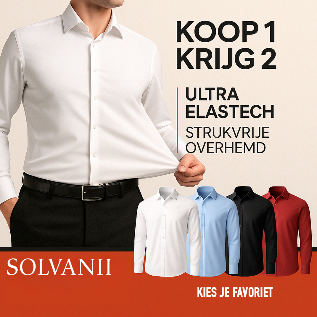 KOOP 1, KRIJG 4 | Ultra Elastech Strijkvrije Overhemd + Gratis Horloge en riem